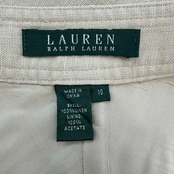 Lauren Ralph Lauren Maxi Linen Skirt Women Size 10 Tan Lined Modest Minimalist - Picture 5 of 7